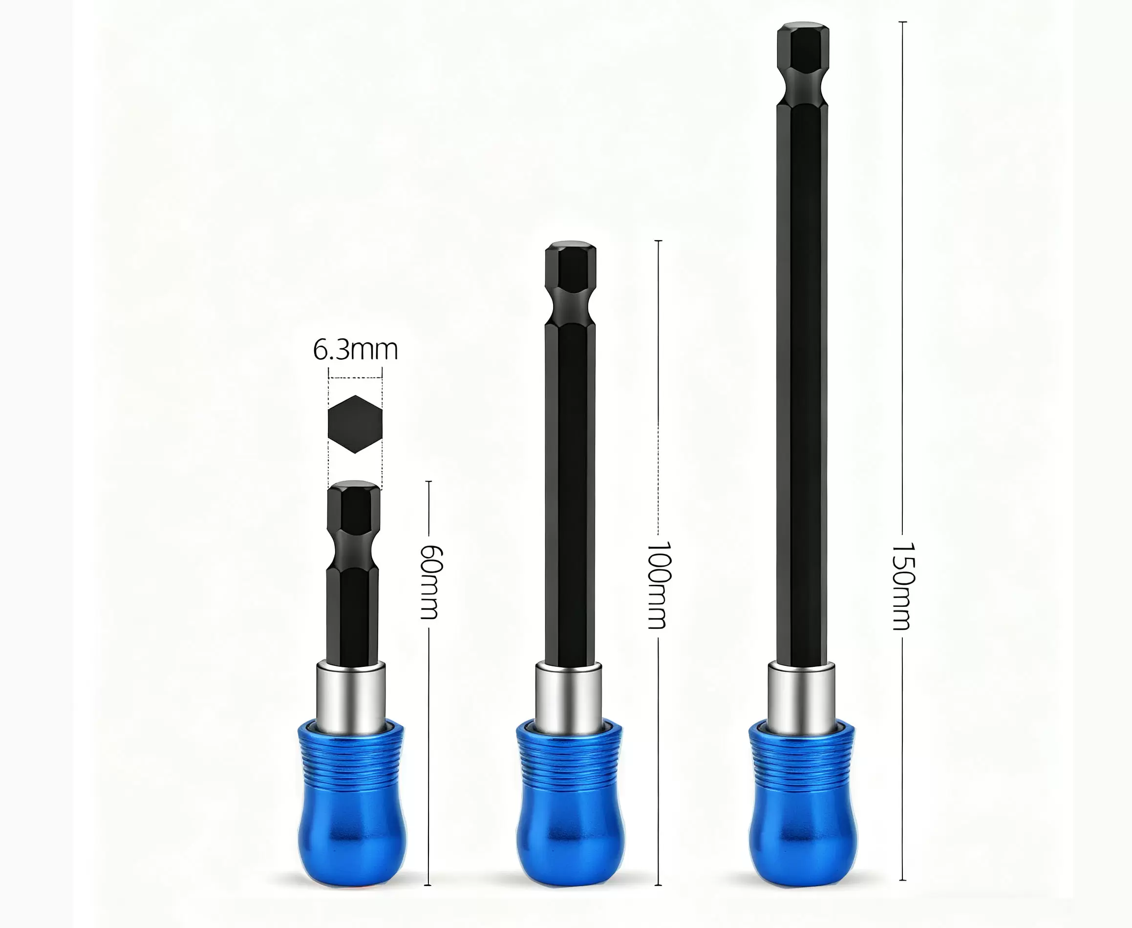 Uchwyt szybkowymienny z napędem sześciokątnym 100 mm i gniazdem 1/4"